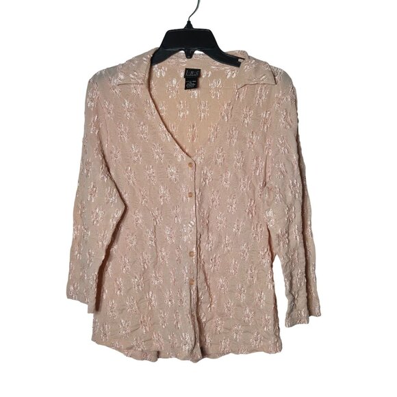 INC International Concepts Womens Pink Lace Button-Up Blouse XL Dainty Feminine - Picture 1 of 10